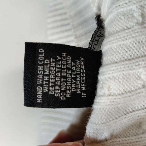 willi Smith White Cable Knit Cardigan Button-Up 3/4 Sleeve Sweater Size Medium - Picture 12 of 13